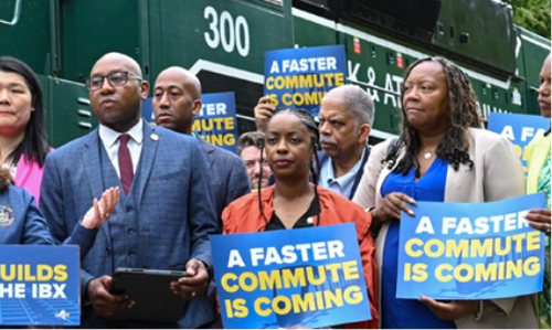 People holding positive signs at conference